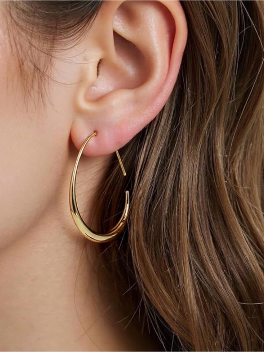 #182 Gold Plated Gold Curved Hoop Earrings